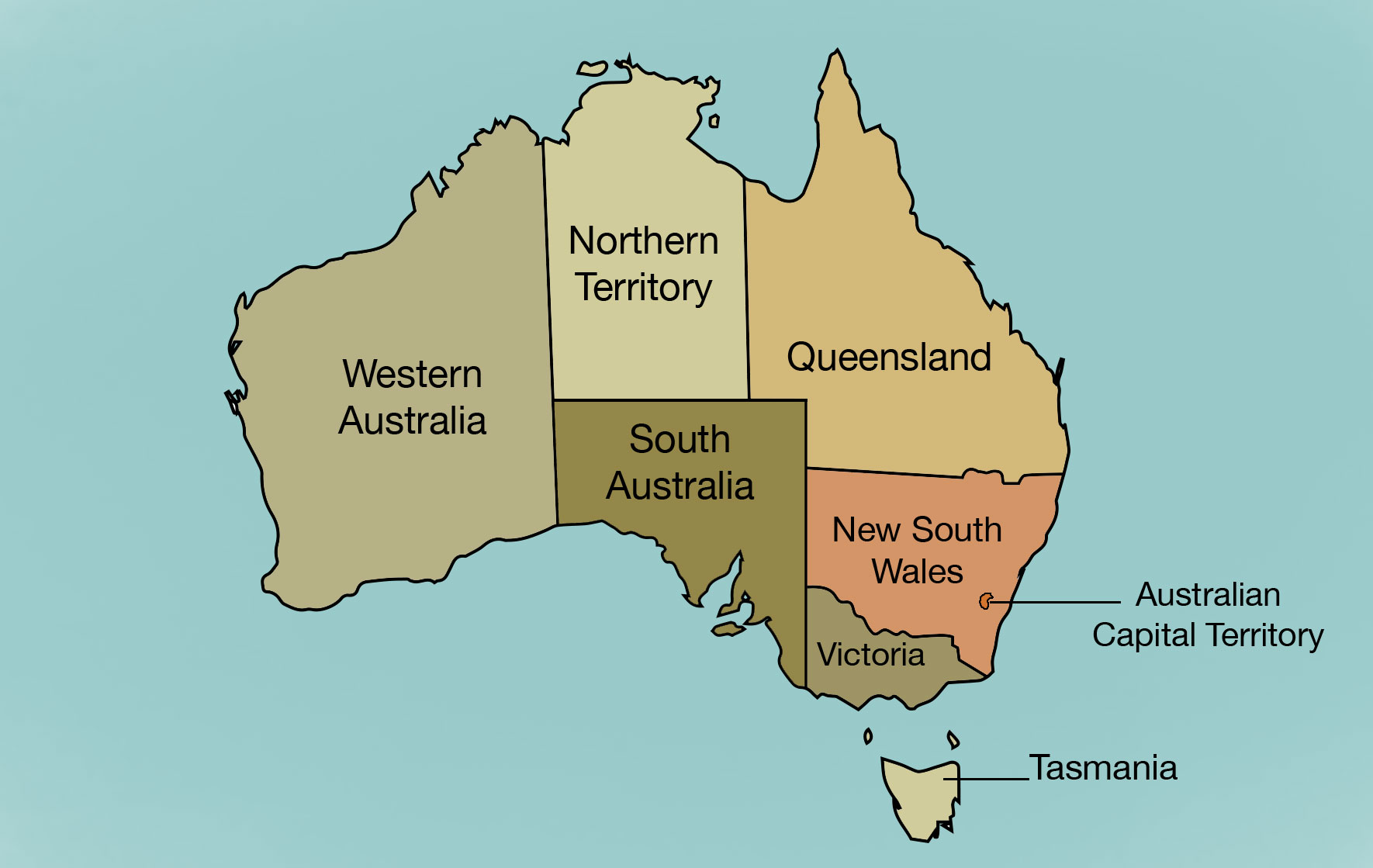 Map of Australia with eligible states